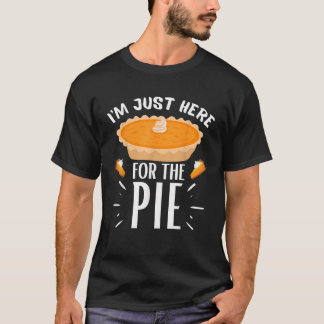T-shirt Je suis juste ici pour la tarte noir petit Unisex 