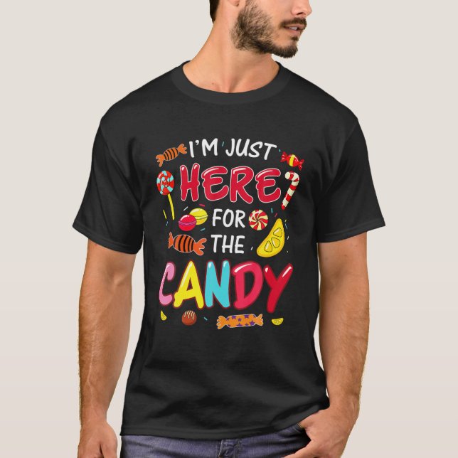 T-shirt Je suis juste ici pour le bonbon drôle Halloween n (Devant)