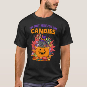 T-shirt Je suis juste ici pour les bonbons mignon Citrouil