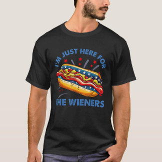 T-shirt Je suis juste ici pour les Wieners Funny Quart de