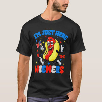T-shirt Je Suis Juste Ici Pour Les Wieners Hot dog 4 juill