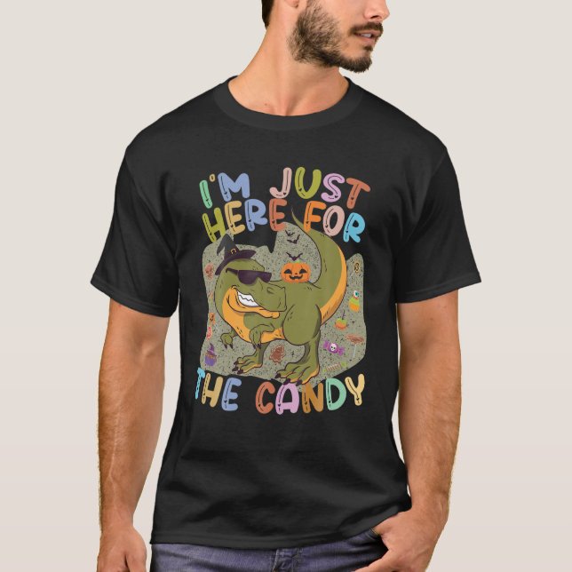 T-shirt Je Suis Juste Ici Pour L'Halloween Candy Cute Dino (Devant)