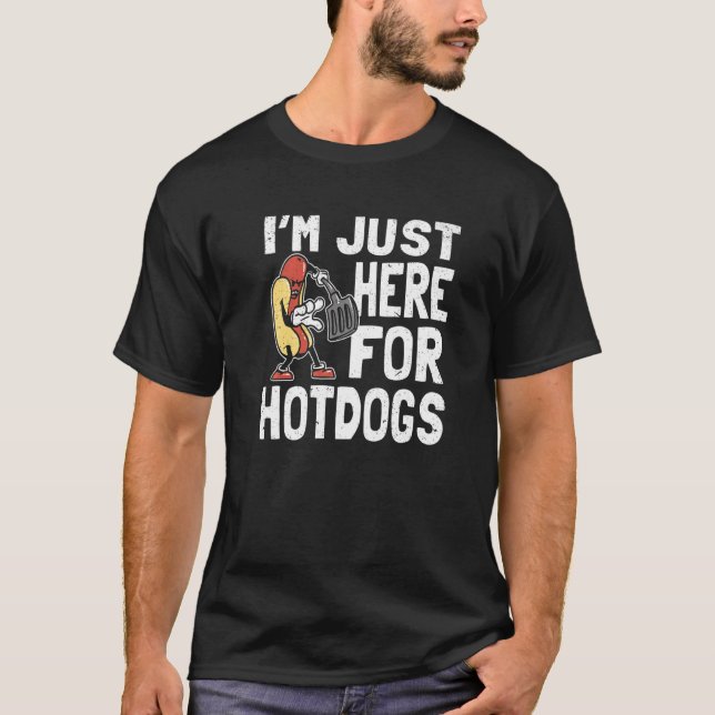 T-shirt Je suis juste là pour la nourriture Hotdogs Saucag (Devant)