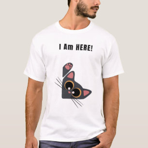T-shirt JE SUIS LÀ ! Chat drôle