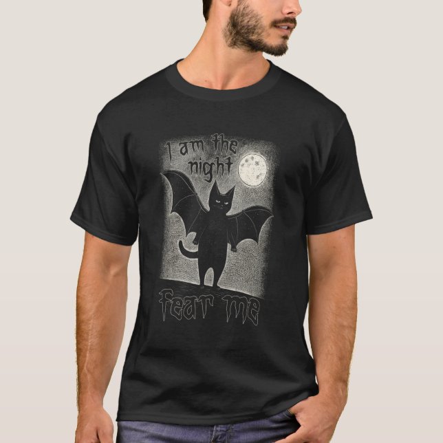 T-shirt Je Suis La Nuit Peur Moi Chat Noir Chat Punk Goth  (Devant)