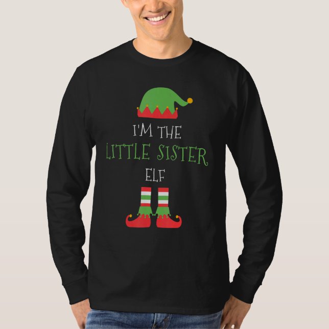 T-shirt Je Suis La Petite Soeur Elfe Famille De Noël Match (Devant)
