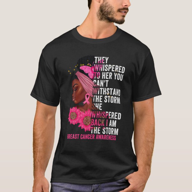 T-shirt Je suis la tempête Black Femmes Cancer du sein Sur (Devant)