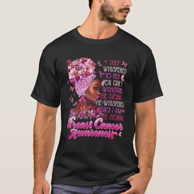 T-shirt Je suis la tempête Black Women Breast Cancer Survi (Devant)