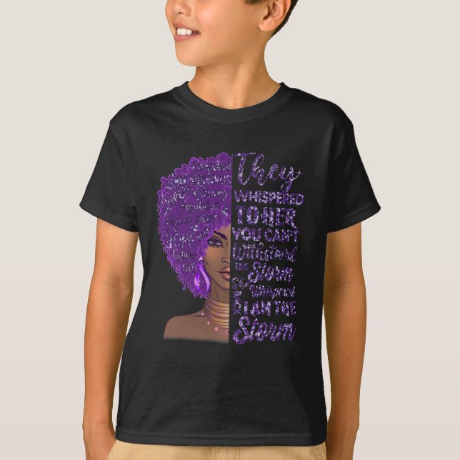 T-shirt Je suis la tempête forte femme noire violette over (Devant)