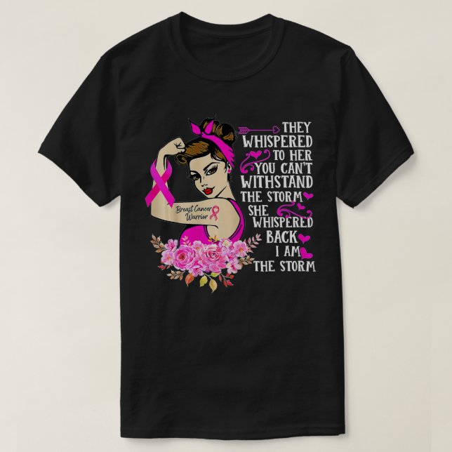 T-shirt Je suis la tempête forte femmes cancer du sein gue (Design devant)