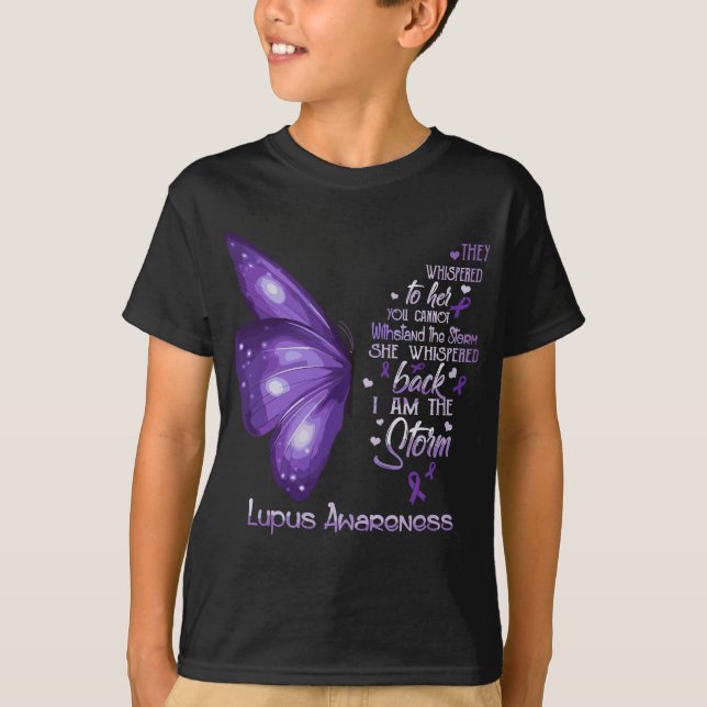 T-shirt Je suis la tempête Lupus Sensibilisation papillon (Devant)