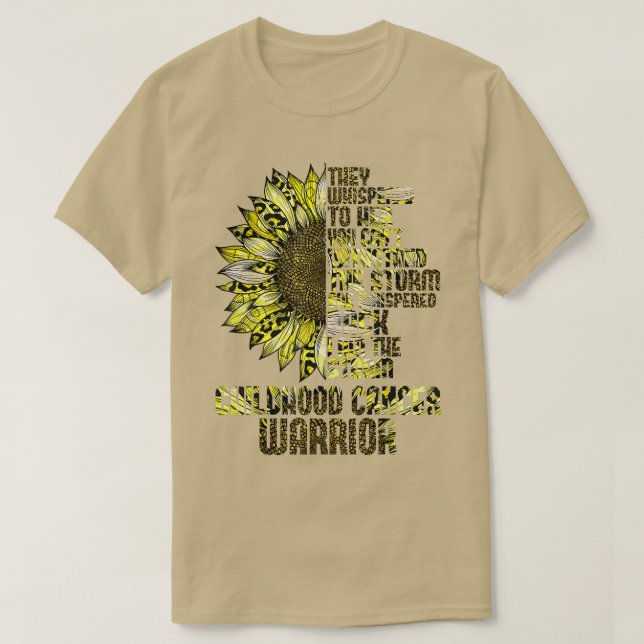 T-shirt Je suis La tempête Tournesol Or Enfance Cancer War (Design devant)