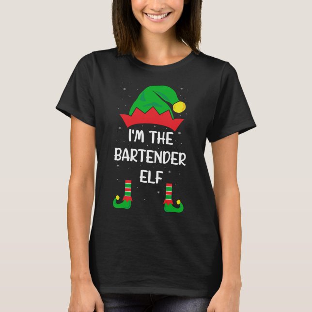 T-shirt Je suis Le Bartender Elf Drôle Noël Bartending B (Devant)