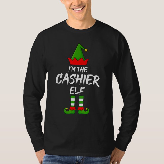 T-shirt Je suis le caissier Elf Matching Family Elf Christ (Devant)