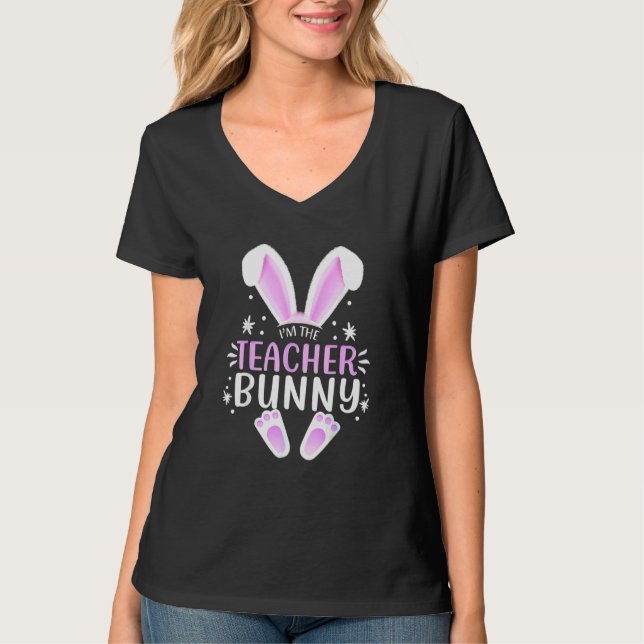 T-shirt Je suis le lapin enseignant Jour de Pâques Rabbit  (Devant)