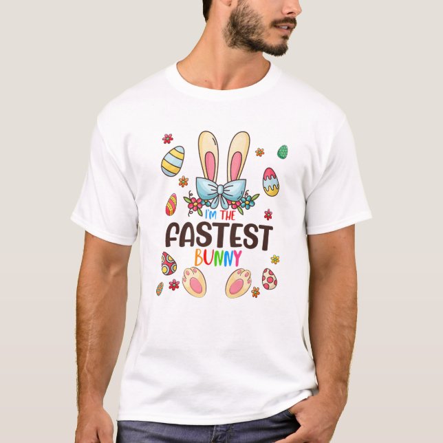 T-shirt Je suis le lapin le plus rapide de la famille de j (Devant)