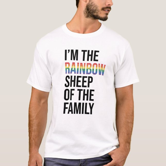 T-shirt Je suis le mouton arc-en-ciel de la famille, blanc (Devant)
