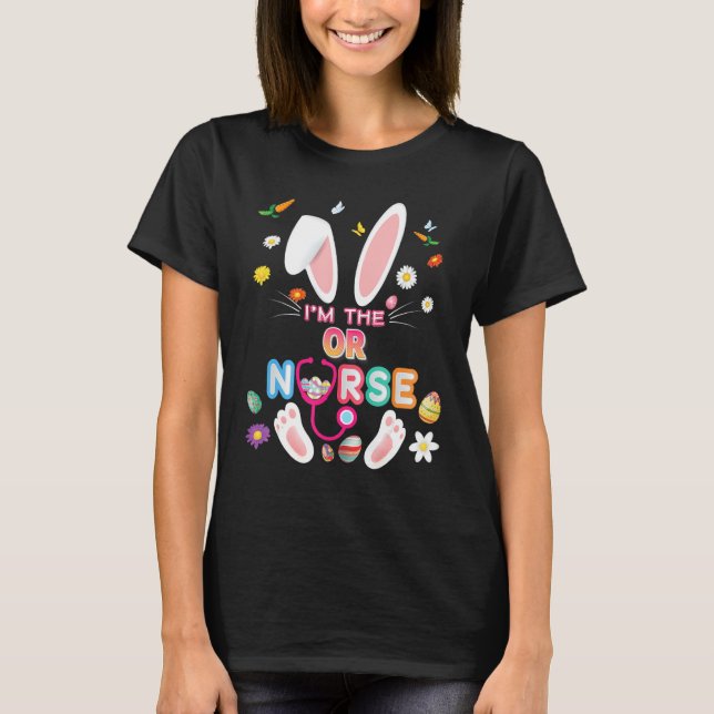 T-shirt Je suis le ou l'infirmière Bunny Jour de Pâques OE (Devant)