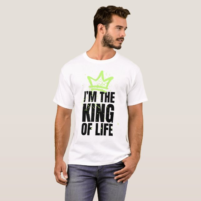 T-shirt Je suis le roi de la vie | Neon Graffiti Crown (Devant entier)