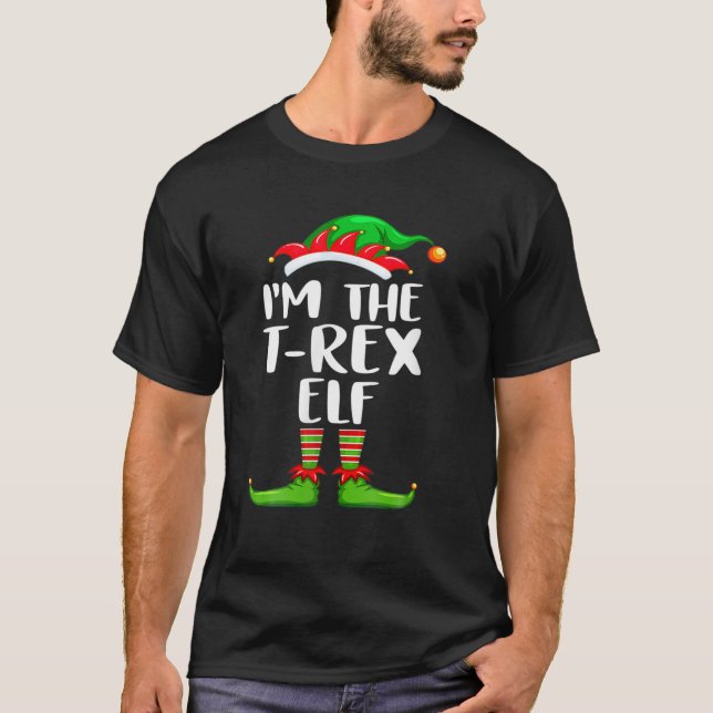 T-shirt Je suis le T-Rex Elf Matching Family Group Noël (Devant)