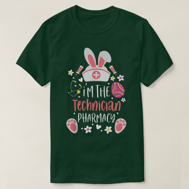 T-shirt Je suis le technicien en pharmacie Bunny Ears Phar (Design devant)