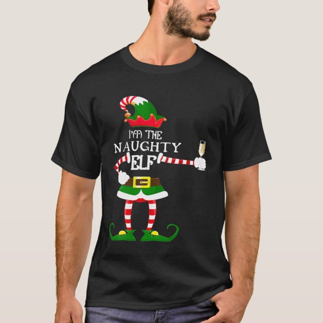 T-shirt Je Suis L'Elfe NAUGHTY Matching Famille Chemise Vi (Devant)
