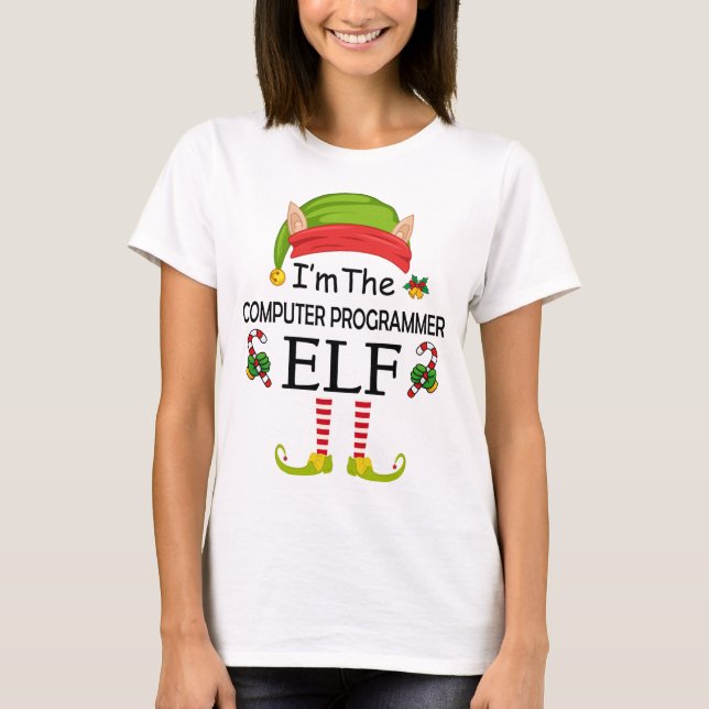 T-shirt Je suis l'elfe programmeur informatique (Devant)