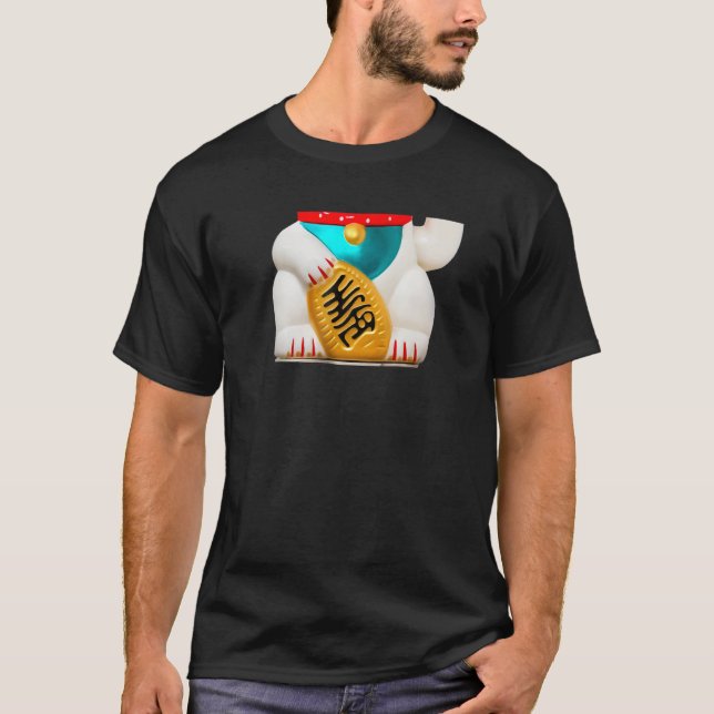 T-shirt Je Suis Lucky Chat Argent Chat Maneki Neko (Devant)