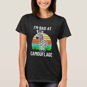 T-shirt Je suis mauvais au cheval rayé de camouflage drôle