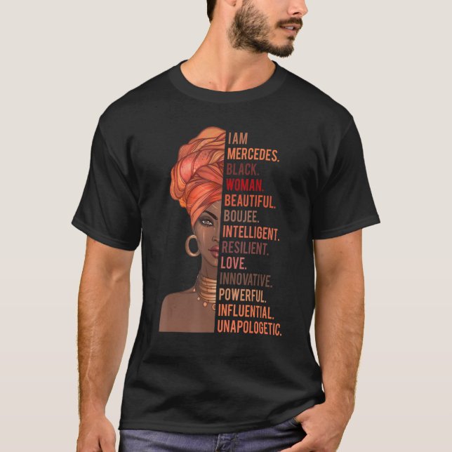 T-shirt Je suis Mercedes Black Woman Histoire Mois 2020 Fi (Devant)