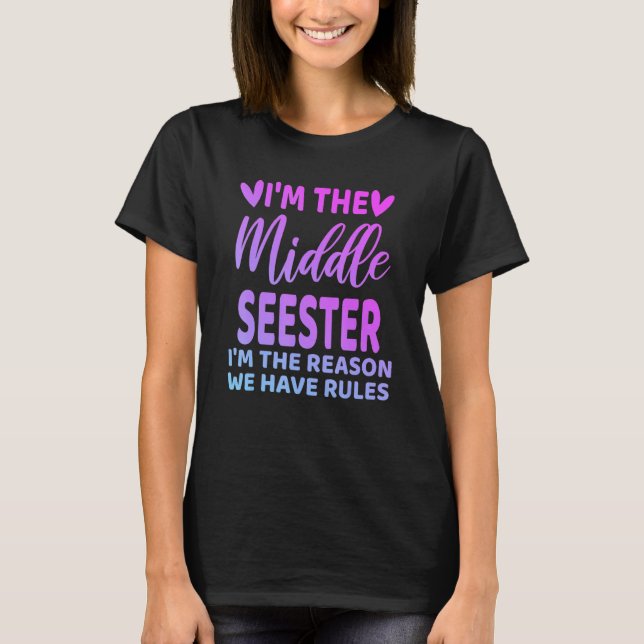 T-shirt Je Suis Mi-Seester Funny Sister Soeur Mignonne C (Devant)