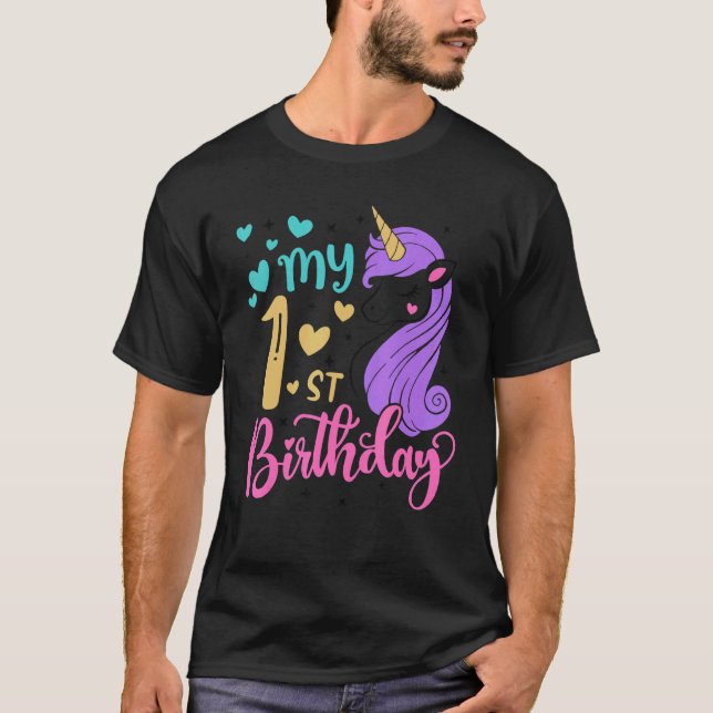 T-shirt Je Suis Mon 1Er Anniversaire Unicorne 1 An Enfant  (Devant)