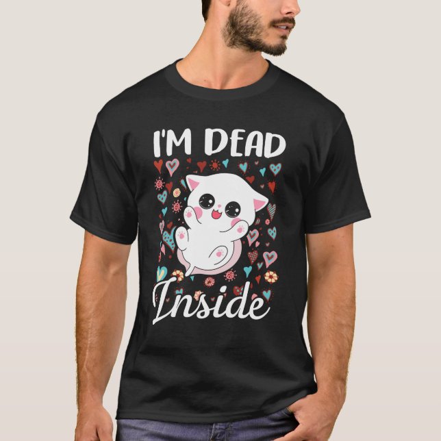 T-shirt Je suis mort à l'intérieur de Sarcastic Happy Cat  (Devant)