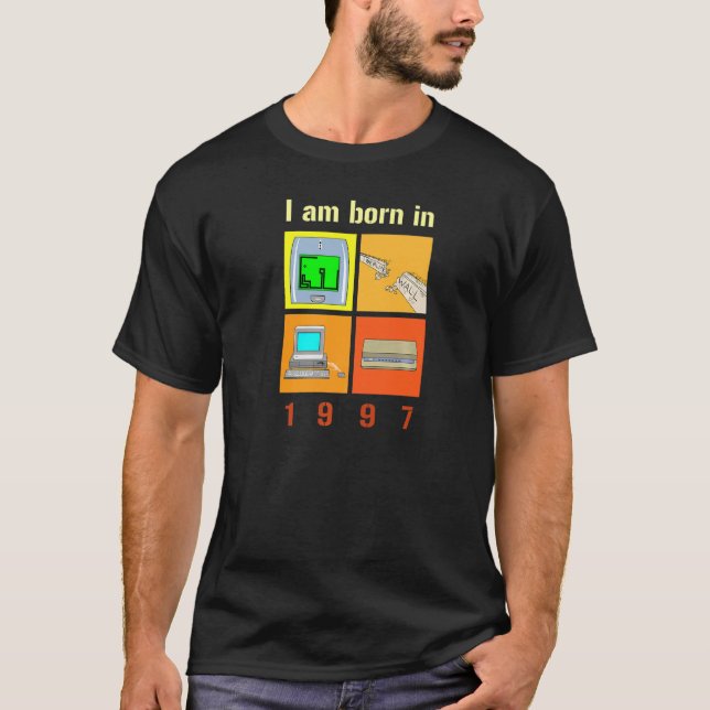 T-shirt Je Suis Né 1997 Citation Avec Ordinateur De Téléph (Devant)