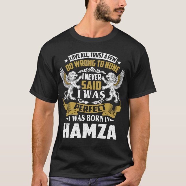 T-shirt Je Suis Né À HAMZA Nom De Famille (Devant)