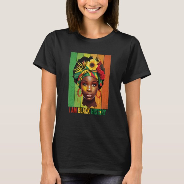 T-shirt JE SUIS NOIR HISTOIRE Femmes Filles Reine Noire Mo (Devant)