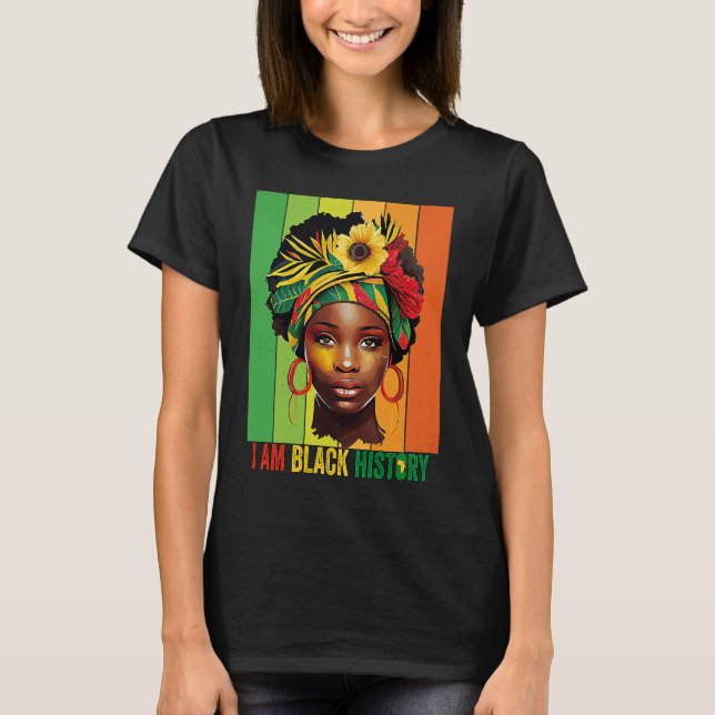 T-shirt JE SUIS NOIR HISTOIRE Femmes Filles Reine Noire Mo (Devant)