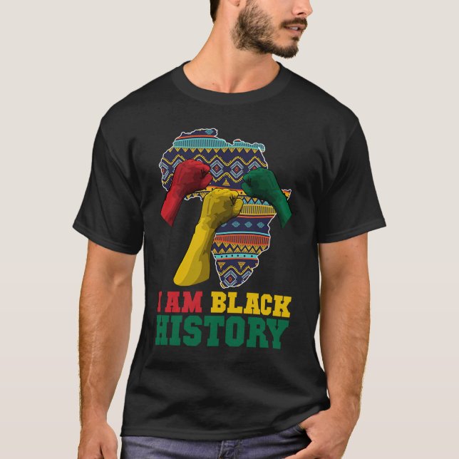 T-shirt Je Suis Noir Histoire Main Poing BHM BLM Pride Afr (Devant)