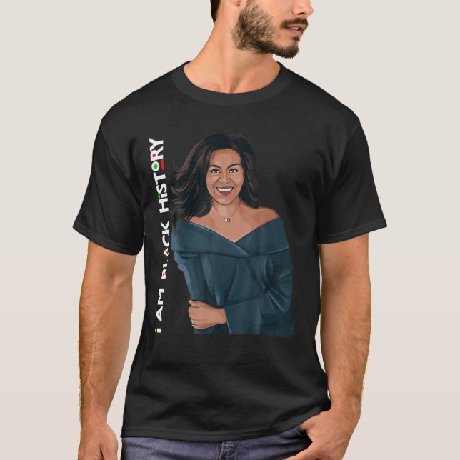 T-shirt Je Suis Noir Histoire Michelle Obama International (Devant)