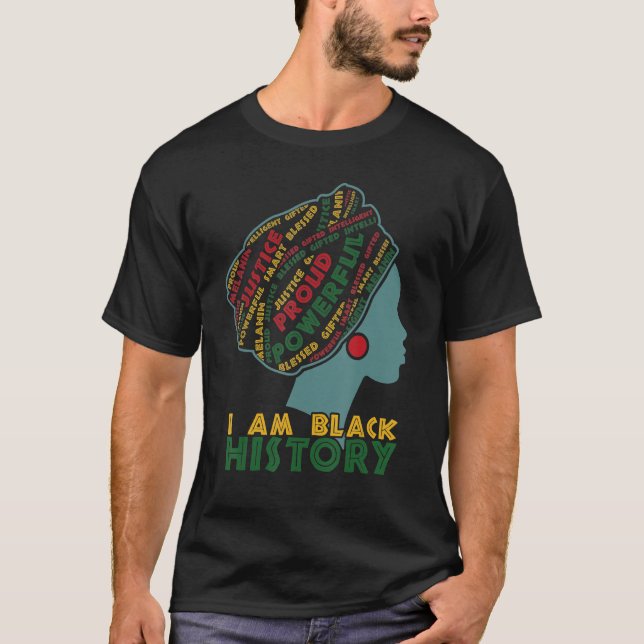 T-shirt Je Suis Noir Histoire Mois Fière Béni Puissant Bl (Devant)