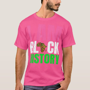 T-shirt Je Suis Noir Histoire Mois Junet1 Rose Et Vert