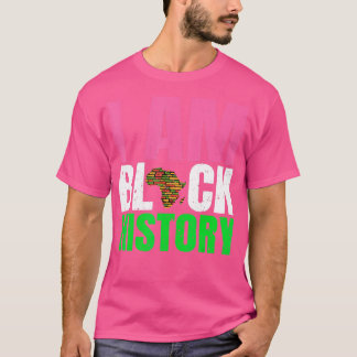 T-shirt Je Suis Noir Histoire Mois Junet1 Rose Et Vert