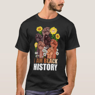 T-shirt Je Suis Noir Histoire Mois Monter Main Sunflower P