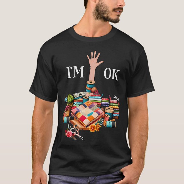T-shirt JE Suis Ok Couture Patchwork Pour Femmes Tricot Qu (Devant)
