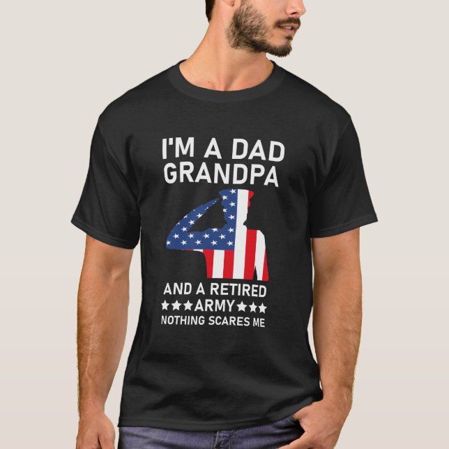 T-shirt Je suis papa, grand-père et armée à la retraite Ri (Devant)
