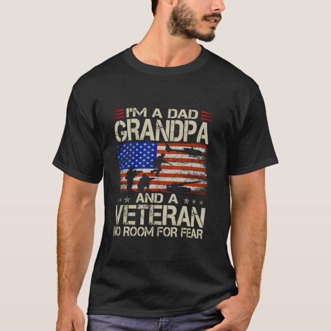 T-shirt Je suis papa grand-père et vétéran drôle Retro Pap (Devant)