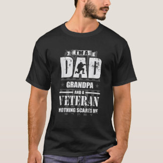 T-shirt Je suis papa papi et vétéran rien ne me fait peur