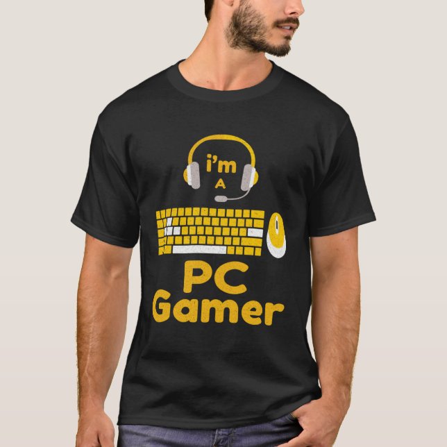 T-shirt Je suis PC Gamer Computer Games Keyboard Mouse Vid (Devant)