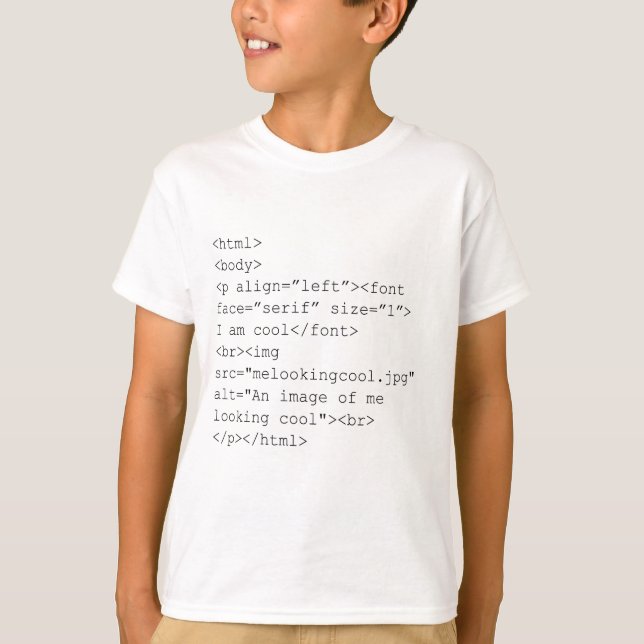 T-shirt "Je suis" pièce en t fraîche de codage de HTML (Devant)