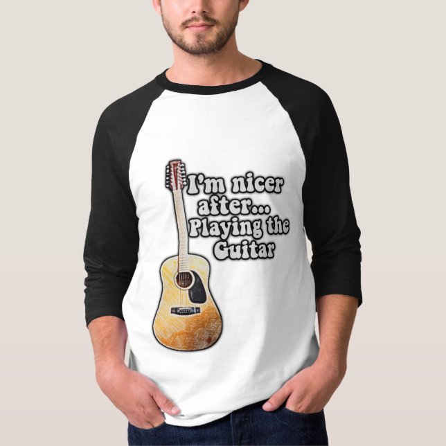 T-shirt Je suis plus gentil après avoir joué de la guitare (Devant)
